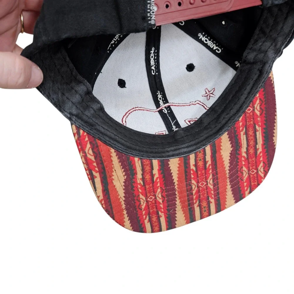 Carbon Elements Baseball Cap Snapback Hat‎ Black Aztec Tribal Bear Embroidered